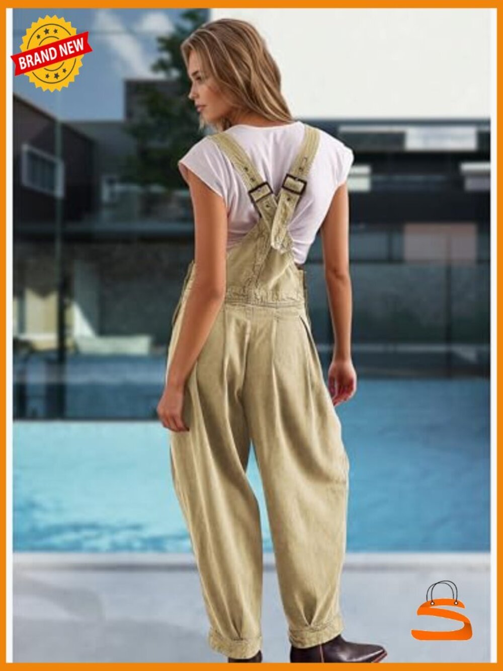 Denim Overalls Loose Fit Baggy Bib Jumpsuit Barrel Leg Adjustable Straps Pockets - Picture 6 of 7